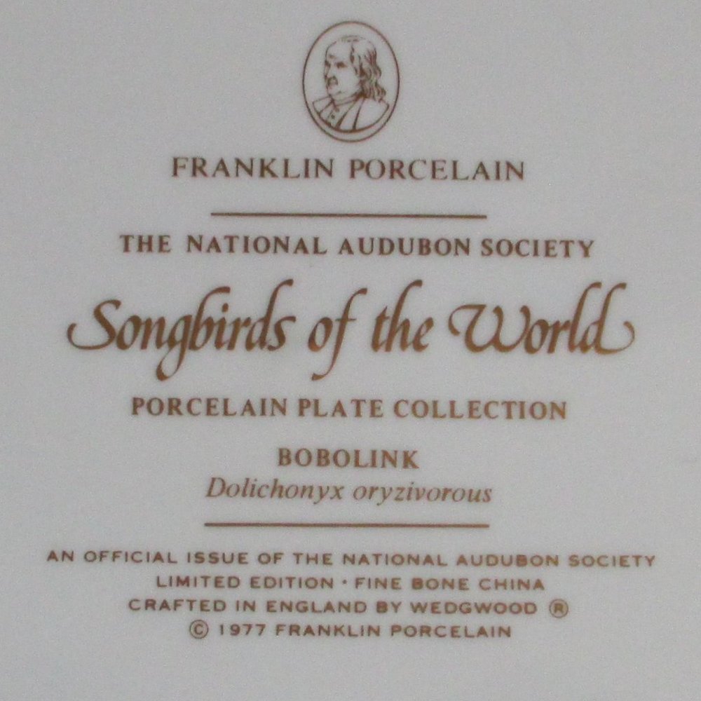 Vtg Franklin Porcelain Songbirds Wedgwood Plate - Picture 9 of 14